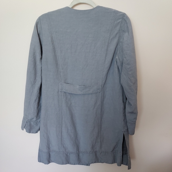 J. Jill Silk Linen Slate Blue Button Front Longline Jacket Lagenlook Layered - Picture 6 of 14